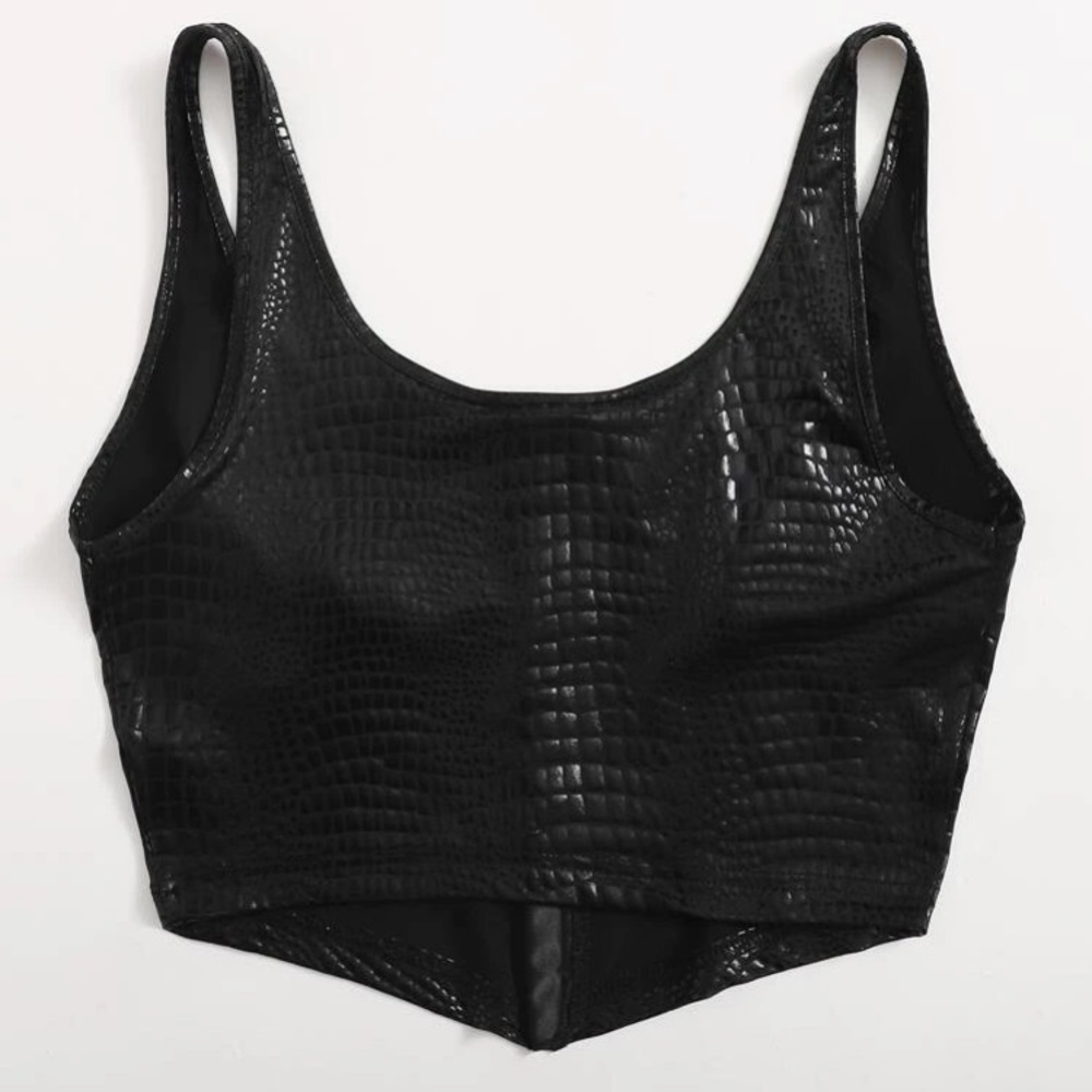 Snakeskin Leather Crop Top - Picture 2 of 4